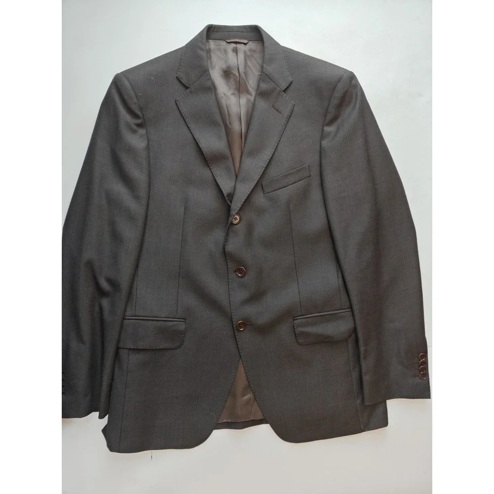 Corallo Rosso Mens Super 110s Sport Coat 40R Brown Birdseye Italy 3 Button G805